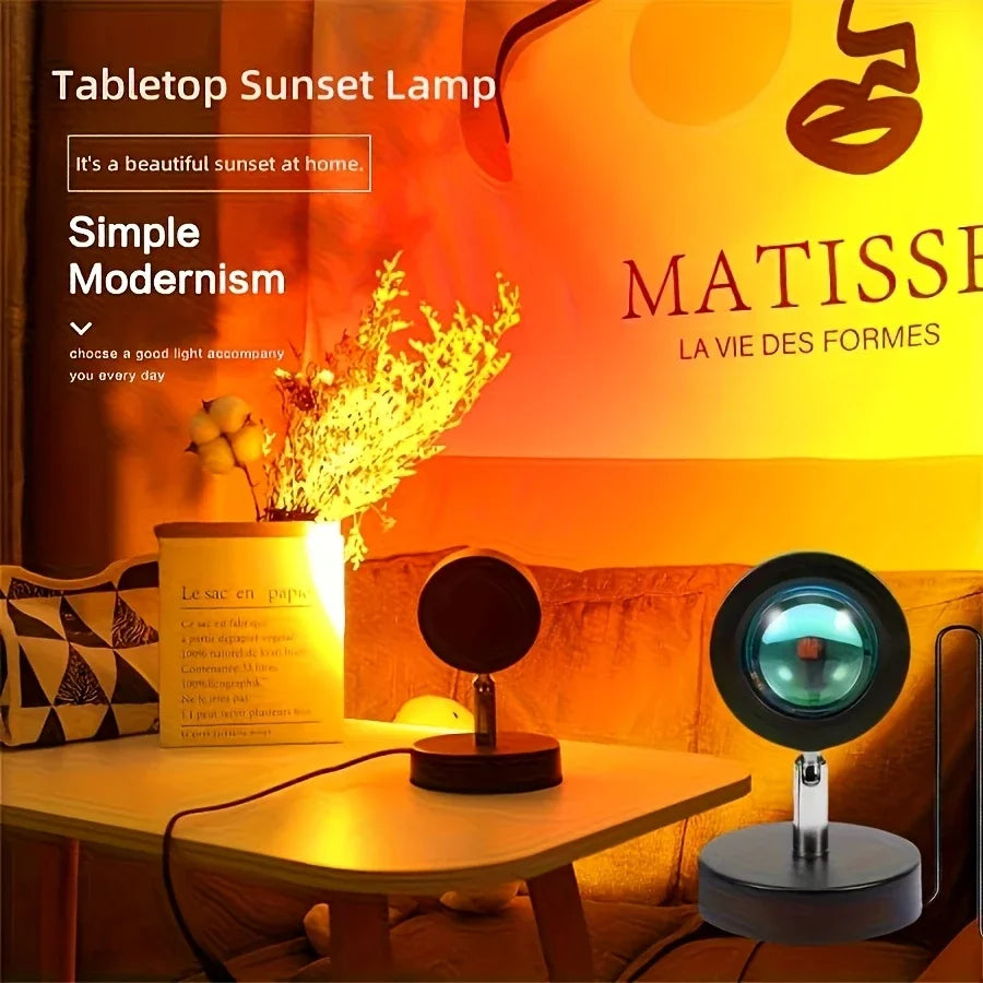 Sunset Atmosphere Projection Lamp - Versatile Night Light for Photography and Bedroom Ambiance
