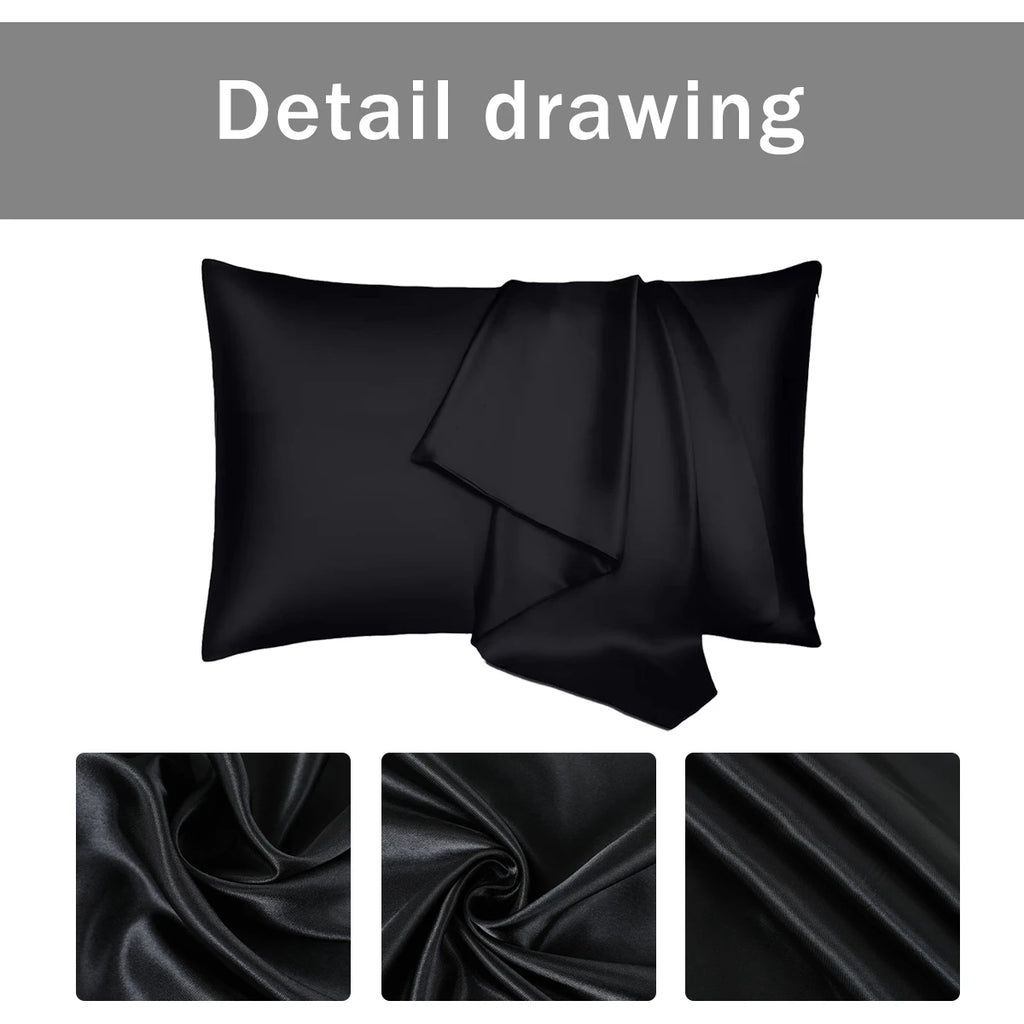 Silk Satin Pillowcase - Solid Color Bedding Cover, Smooth Multicolor Design, 66x51 cm