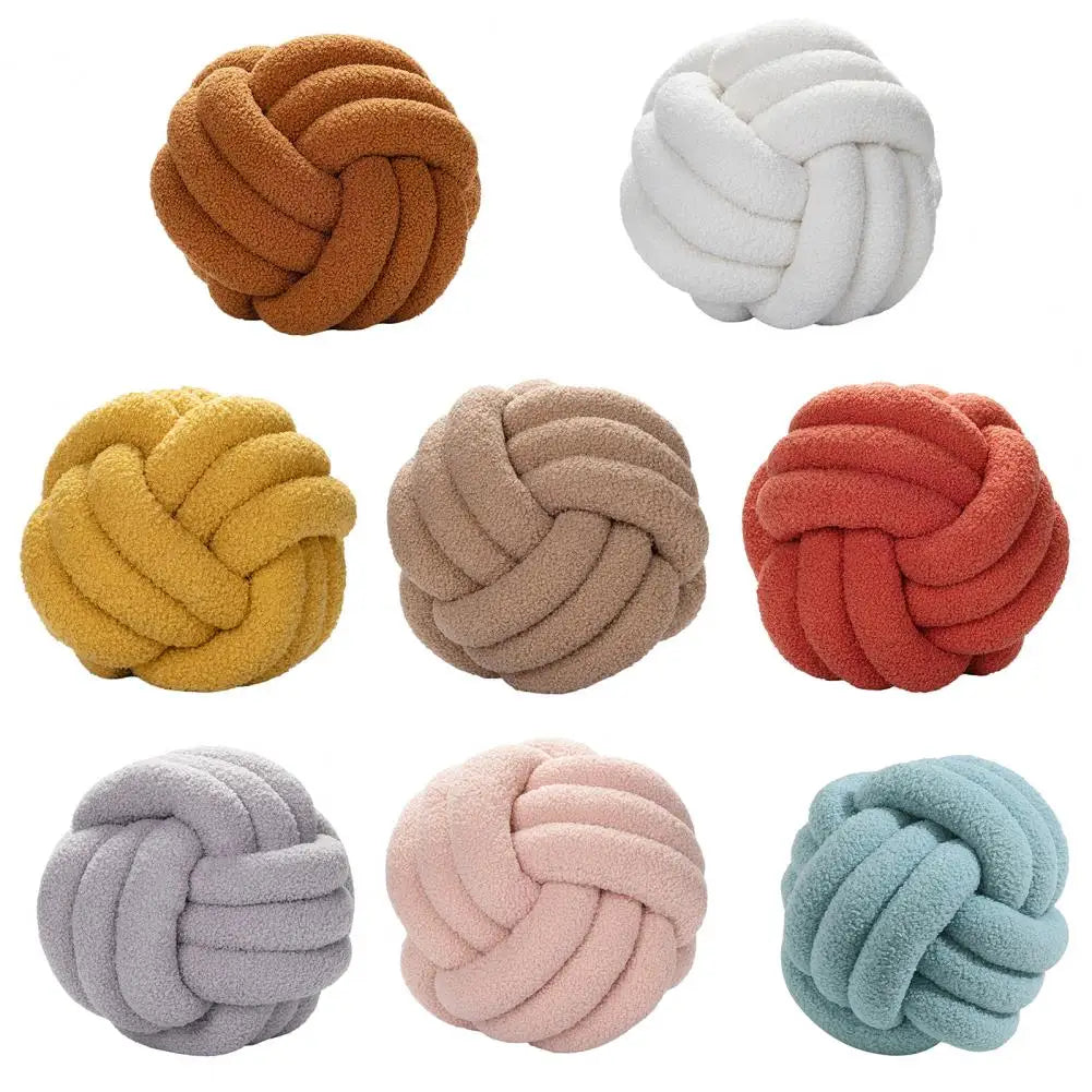 Eco-Friendly Hand-Woven Knotted Ball Plush Throw Pillow