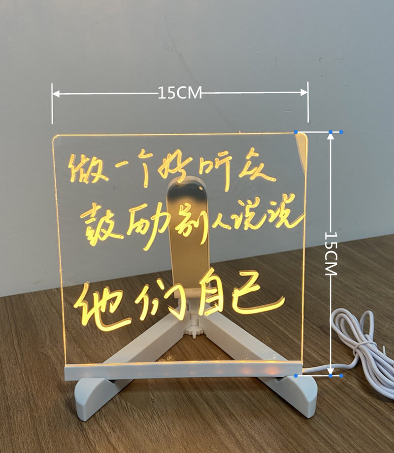 Acrylic LED Night Light Message Board with 7 Pens - Creative DIY Desk Lamp for Daily Notes and Holiday Decor