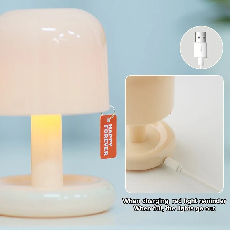 Mushroom-Inspired LED Night Light - Nordic Minimalist Table Lamp for Home and Coffee Bar Decor