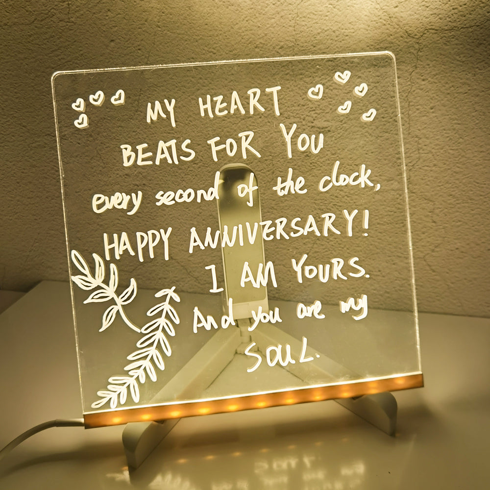 Acrylic LED Night Light Message Board with 7 Pens - Creative DIY Desk Lamp for Daily Notes and Holiday Decor