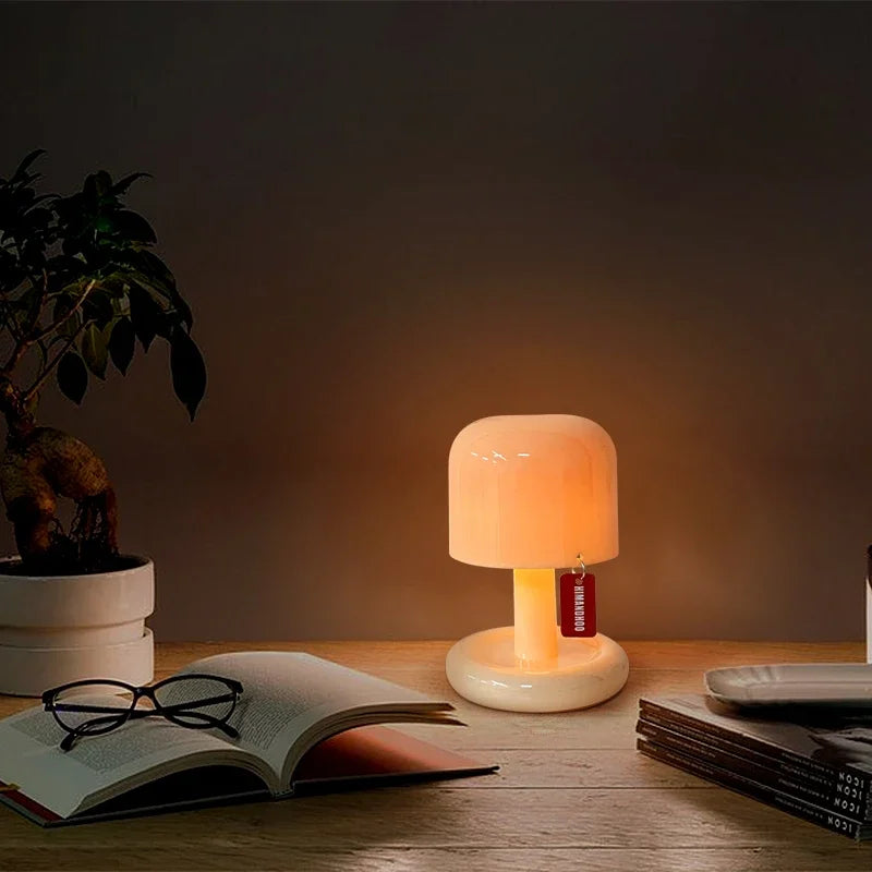 Mushroom-Inspired LED Night Light - Nordic Minimalist Table Lamp for Home and Coffee Bar Decor