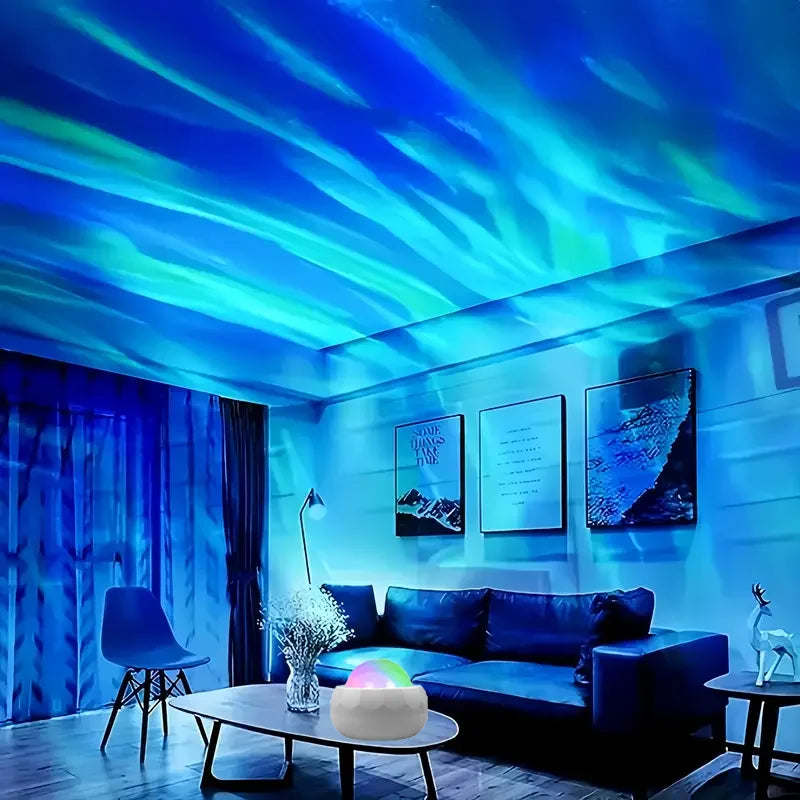 LED Aurora Projector - 360° Rotating Galaxy Night Light with Remote Control, 7 RGB Modes for Home Theater and Room Decor