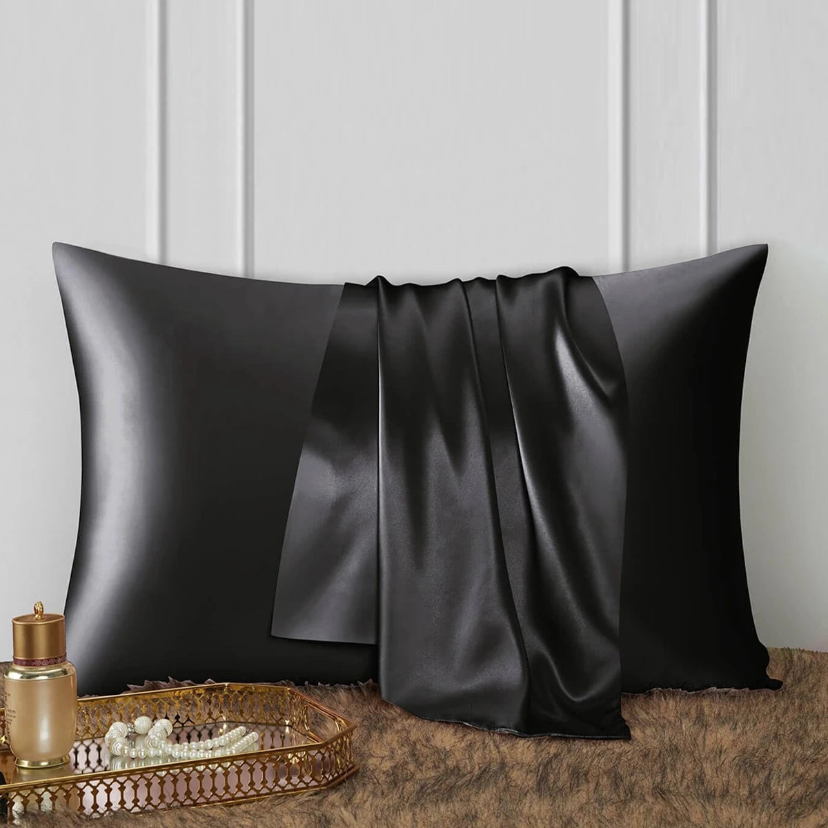 Silk Satin Pillowcase - Solid Color Bedding Cover, Smooth Multicolor Design, 66x51 cm