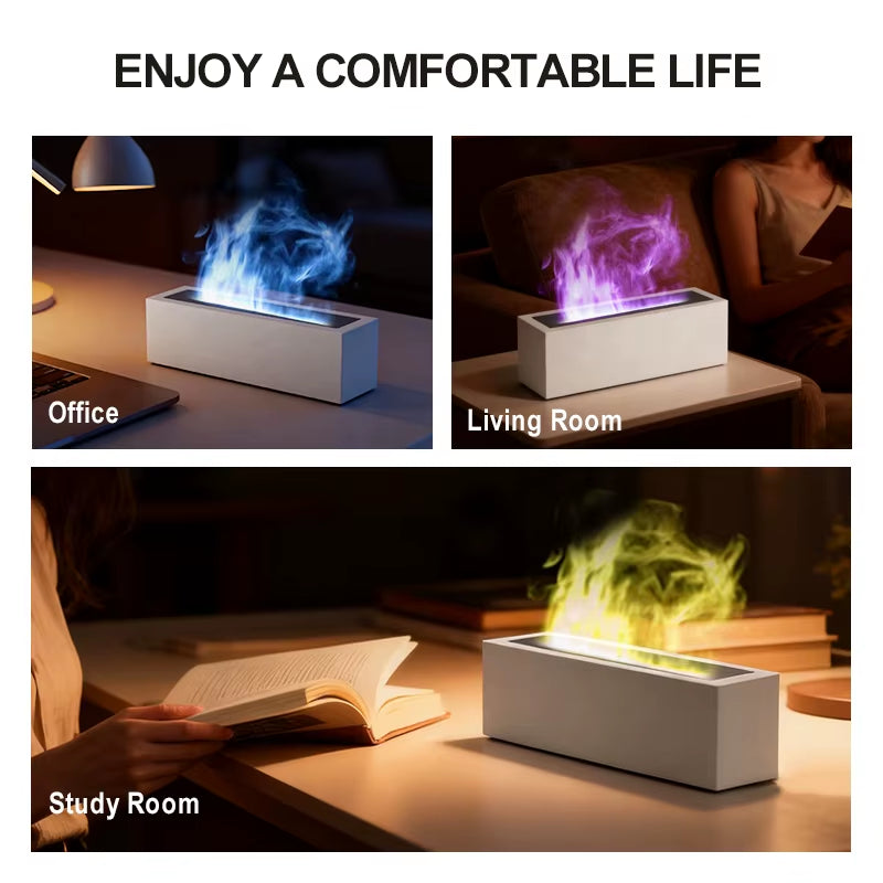 Simulation Flame Air Humidifier and Aroma Diffuser with Integrated Night Light