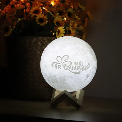 Photo Custom 3D Printing Moon Night Light Novelty Lamp USB Rechargeable Table Decoration Touch/Remote 2/16 Colors Moonlight