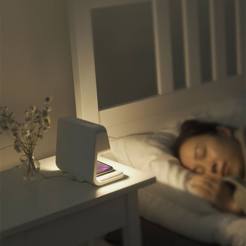 3-in-1 Bedside Lamp with Wireless Charging, LCD Clock, and Phone Charger
