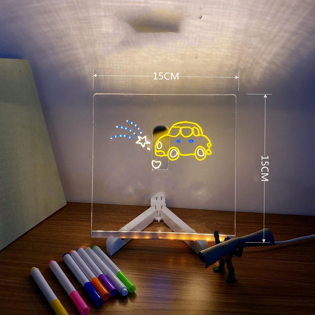 Acrylic LED Night Light Message Board with 7 Pens - Creative DIY Desk Lamp for Daily Notes and Holiday Decor