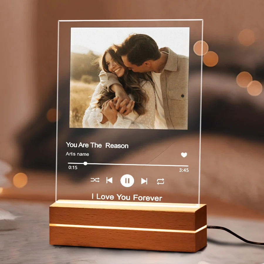 Customized Song Photo Acrylic Plaque LED Night Light
