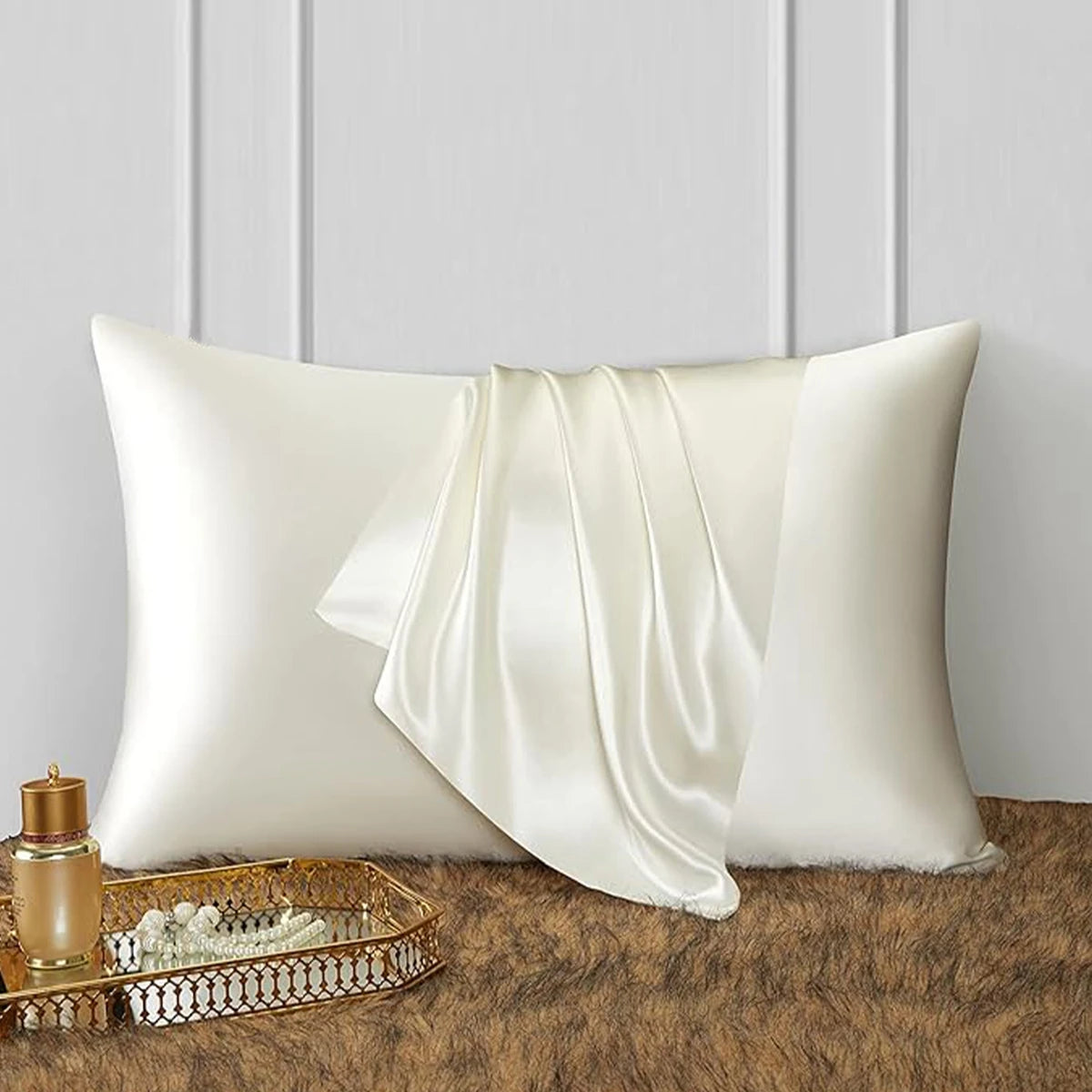 Silk Satin Pillowcase - Solid Color Bedding Cover, Smooth Multicolor Design, 66x51 cm