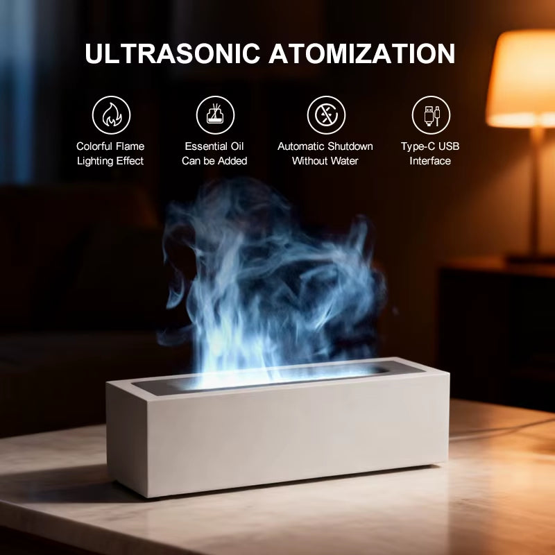 Simulation Flame Air Humidifier and Aroma Diffuser with Integrated Night Light