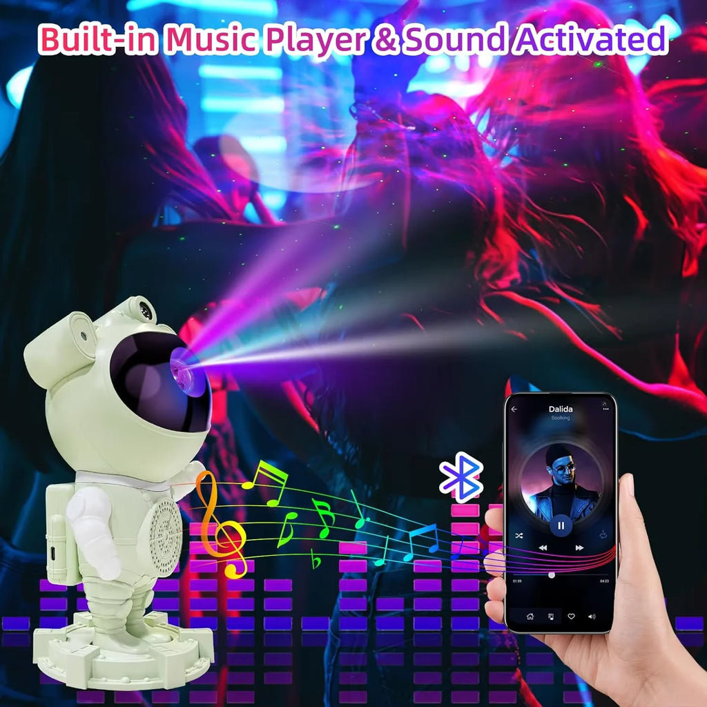 Star Moon Galaxy Projector Astronaut Lamp Bluetooth Music Speaker Remote Control LED Night Light for Bedroom Home Decor