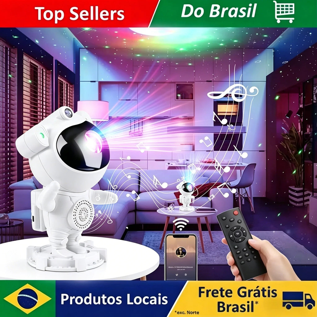 Star Moon Galaxy Projector Astronaut Lamp Bluetooth Music Speaker Remote Control LED Night Light for Bedroom Home Decor