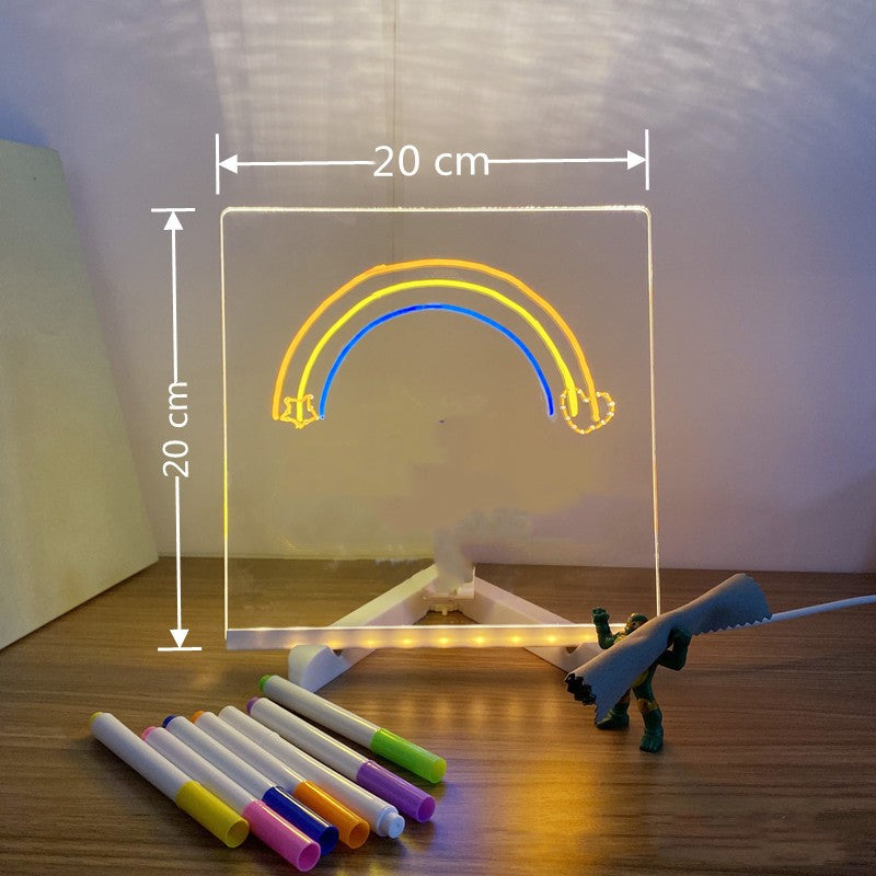 Acrylic LED Night Light Message Board with 7 Pens - Creative DIY Desk Lamp for Daily Notes and Holiday Decor
