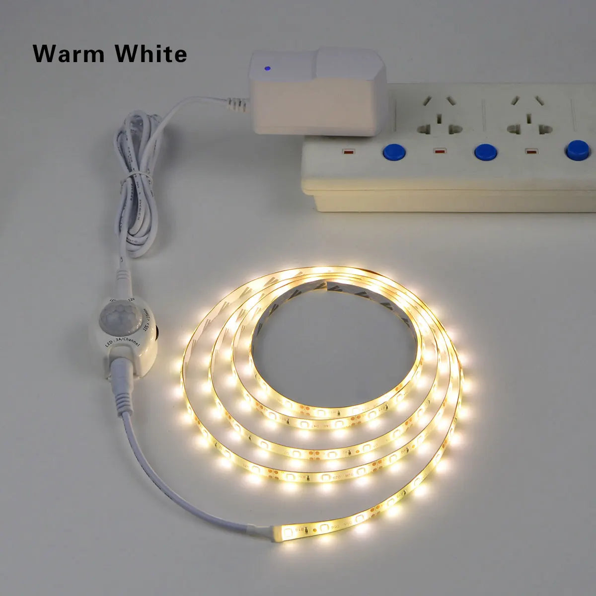 Wireless PIR Motion Sensor LED Under-Bed Night Light - 12V LED Light Strip for Kitchen Cabinets, Bedrooms, Stairs, Hallways, and Emergency Use