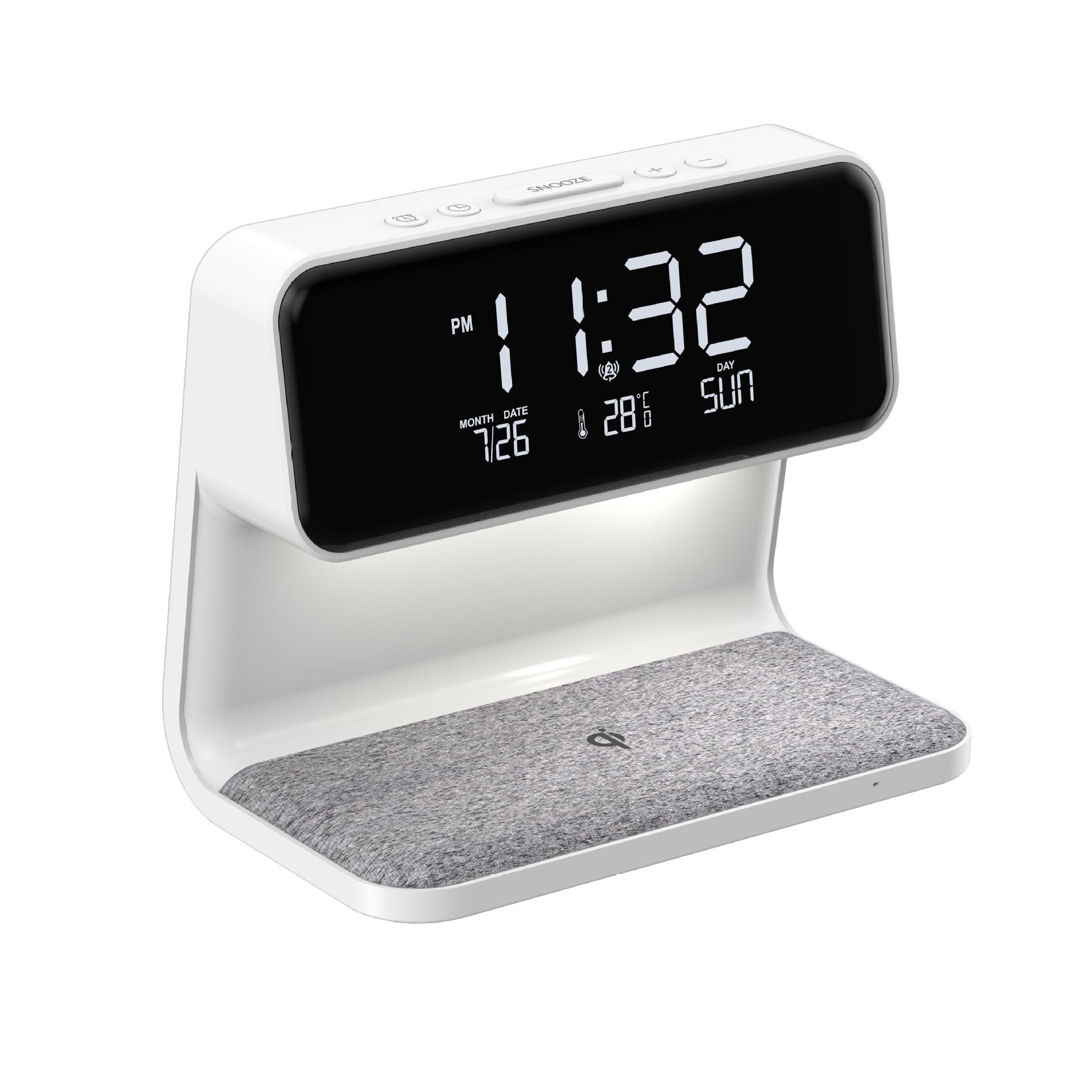3-in-1 Bedside Lamp with Wireless Charging, LCD Clock, and Phone Charger