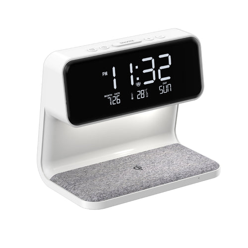 3-in-1 Bedside Lamp with Wireless Charging, LCD Clock, and Phone Charger