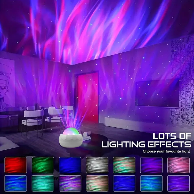 LED Aurora Projector - 360° Rotating Galaxy Night Light with Remote Control, 7 RGB Modes for Home Theater and Room Decor