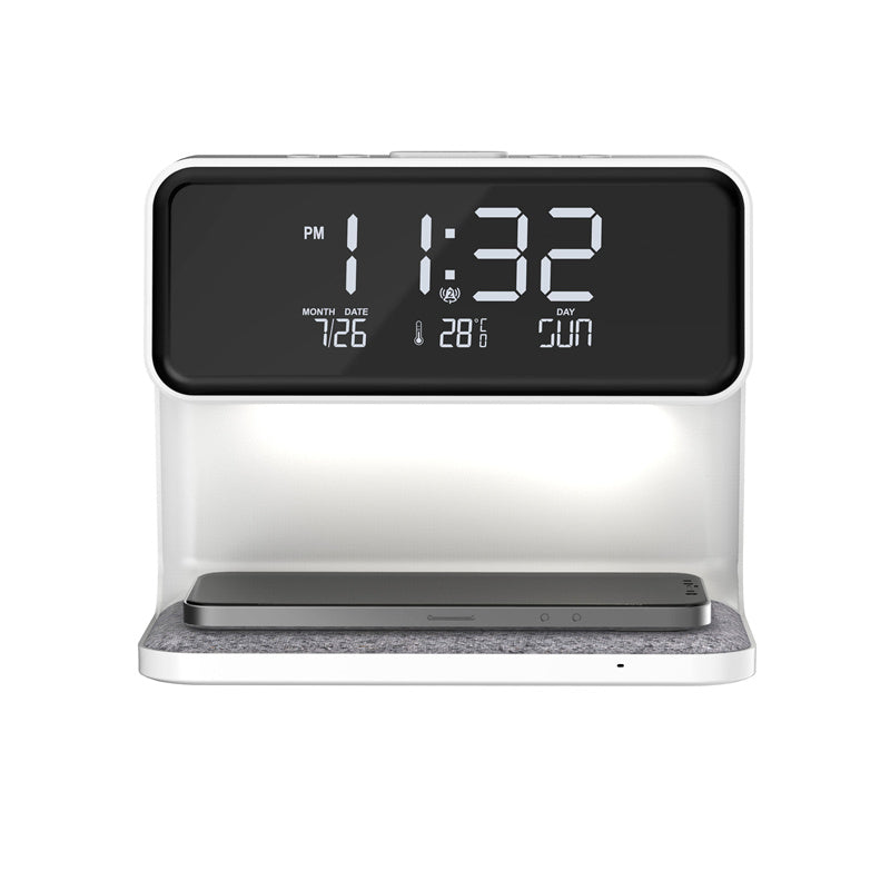 3-in-1 Bedside Lamp with Wireless Charging, LCD Clock, and Phone Charger