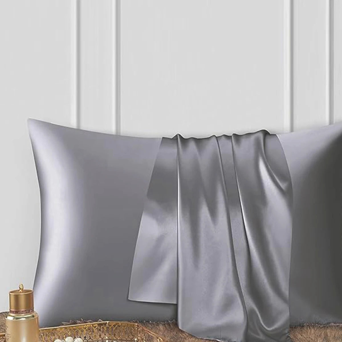 Silk Satin Pillowcase - Solid Color Bedding Cover, Smooth Multicolor Design, 66x51 cm